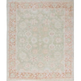 Hand-Knotted High-Quality Green and Red Area Rug
