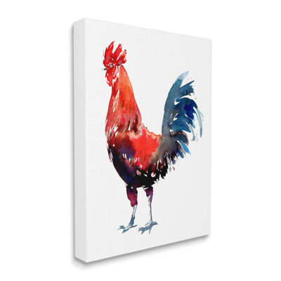 Impression de coq moderne sur blanc sur toile par Claudia Bianchi
