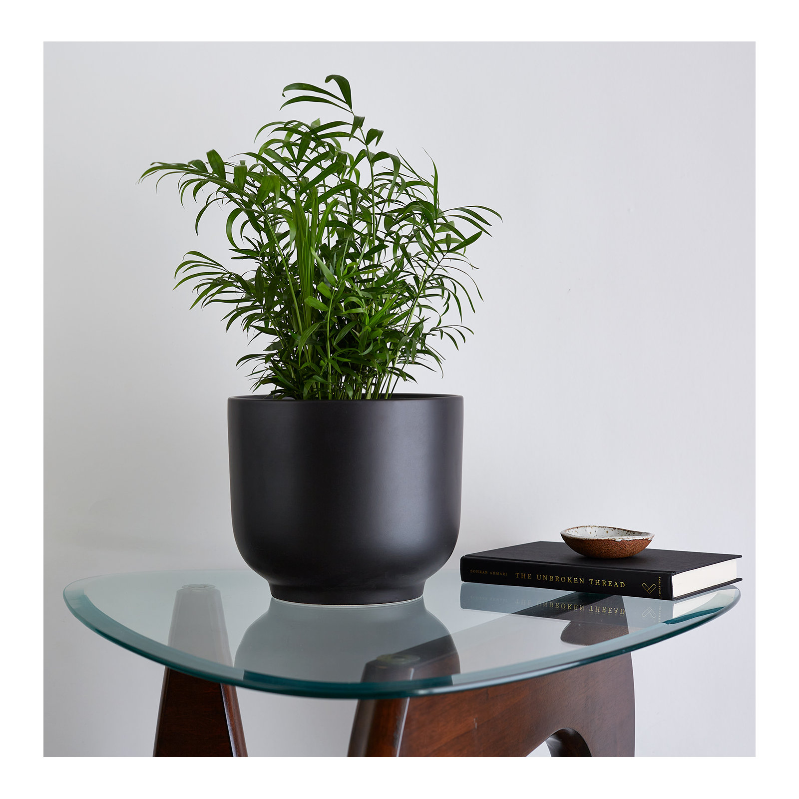Handmade Ceramic Pot Planter, Black, 7.75" H x 9" W x 9" D