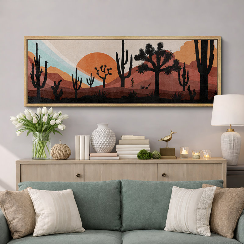 Cactus Desert Western Desert Sunset avec Cactus, H 30 po x l 60 po, Naturel