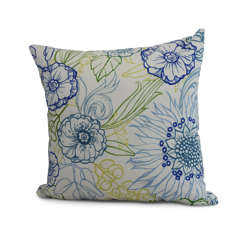Cuban Flare Floral Reversible Throw Pillow, Blue, 26" x 26"