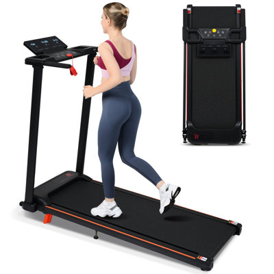 Tapis roulant de 3,0 hp avec inclinaison de 8%, portatif, capacité de 265 lb, 4 pieds de support réglables et console multifonctionnelle pour des séances d'entraînement intensif