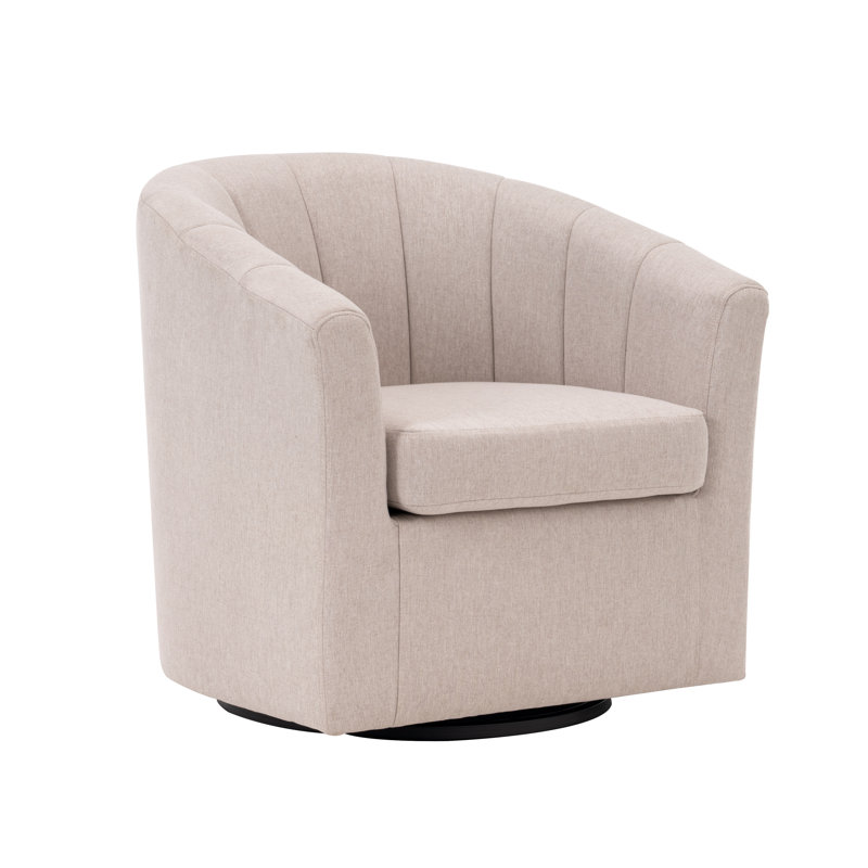 Fauteuil demi-tonneau pivotant en tissu Arleyne, Mélange de polyester beige