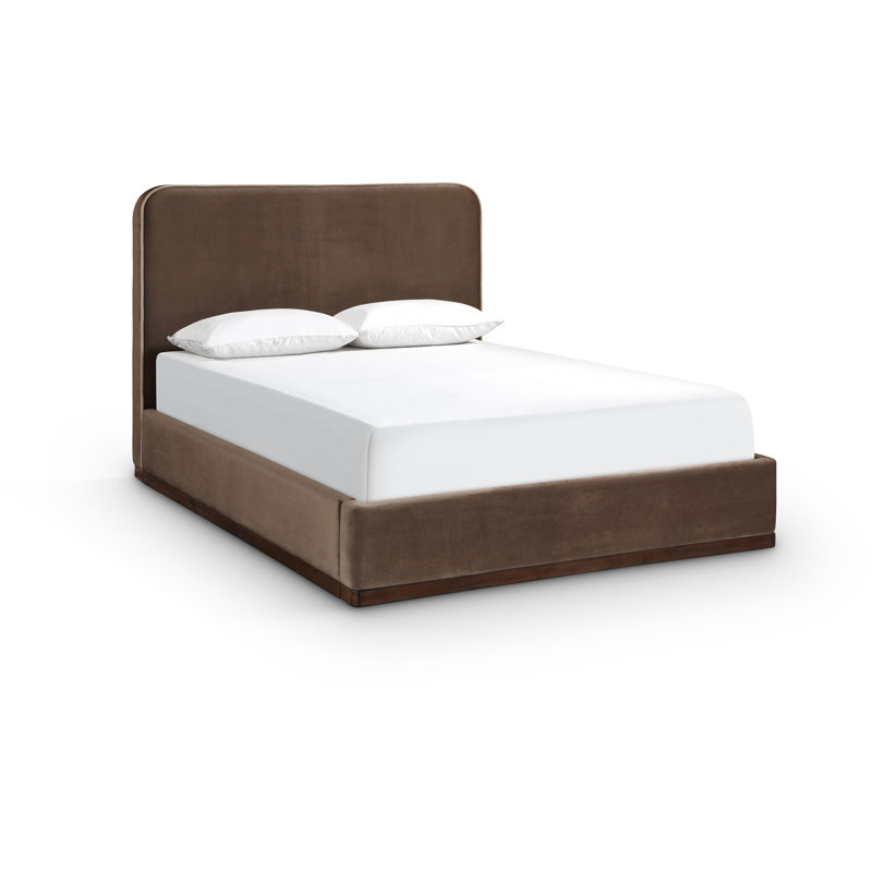 Jann Velvet Upholstered Bed, Brown Velvet, King