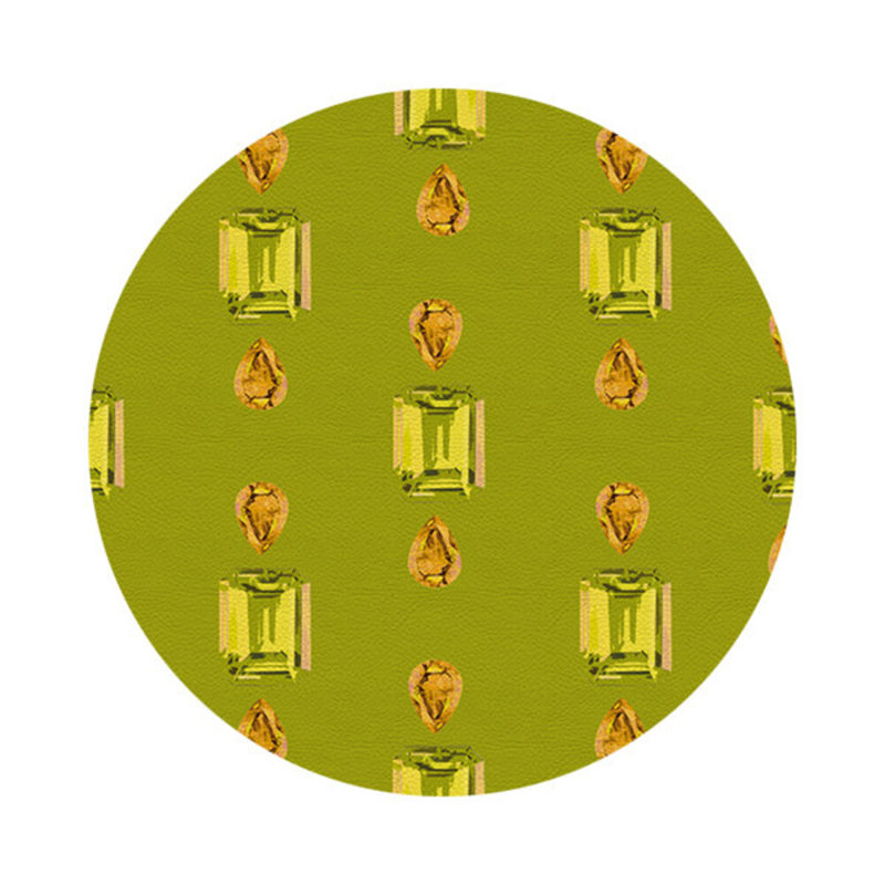 Gem Peridot Acid Vegan Leather Round Coasters