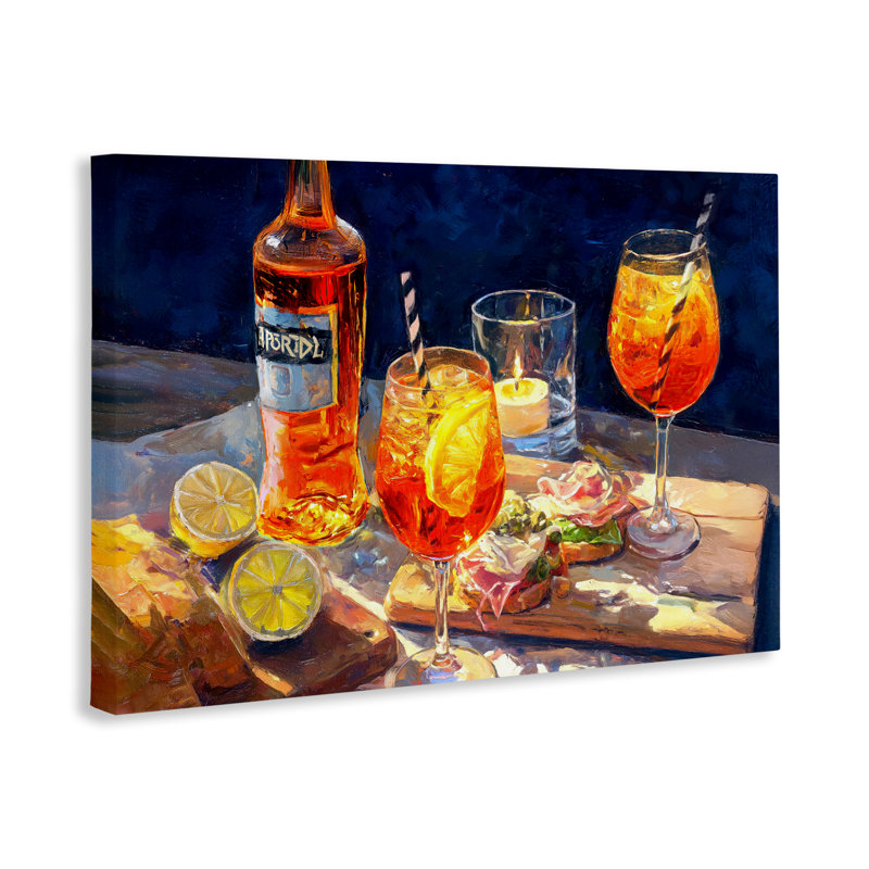Sprits Table Still Life Canvas, design by Ziwei Li, 24" H x 36" W