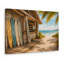 Planche de surf plage, cabane de surf tropical, toile tendue-129989416