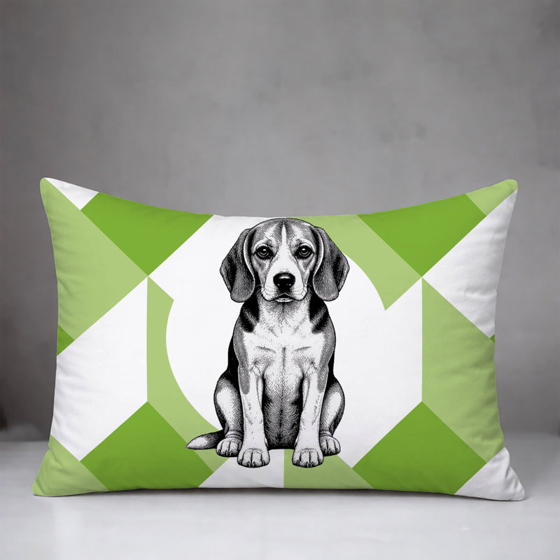 Oreiller réversible intérieur / extérieur Beagle Dog, 20 po x 14 po, Vert printanier