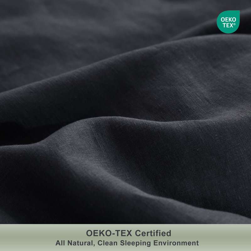 Ensemble de 2 taies d'oreiller 100% lin TOSMO, King (20x36") Pillowcase, Gris anthracite