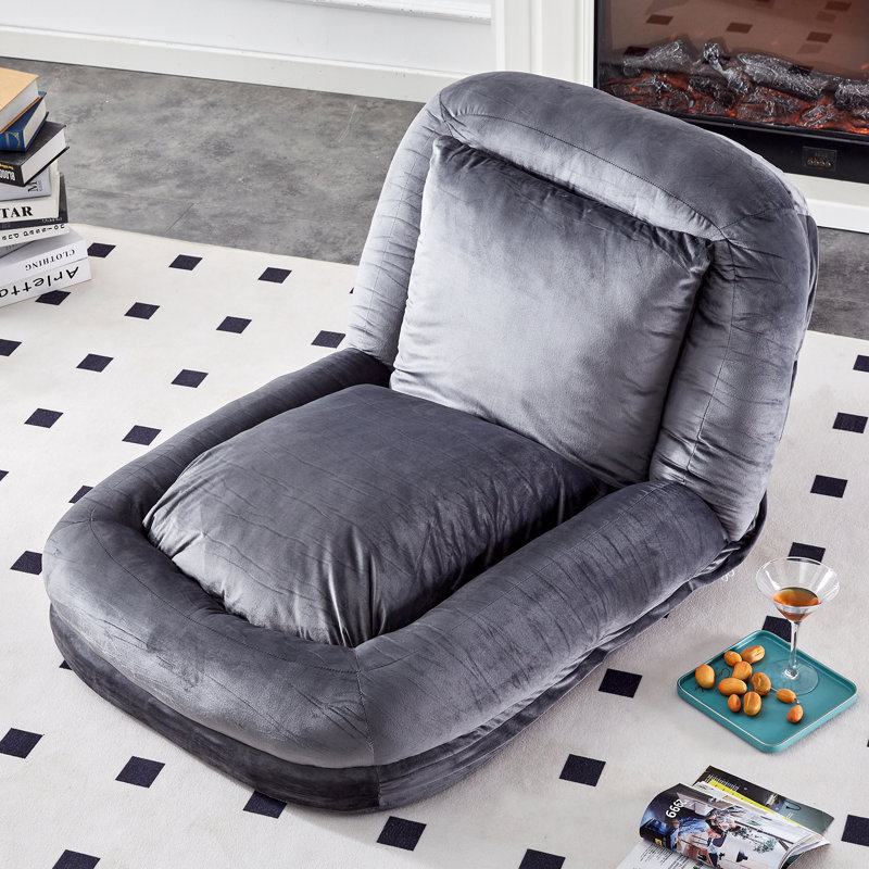 Chaise longue pliante rembourrée avec dossier réglable Jora, Peluche jaune