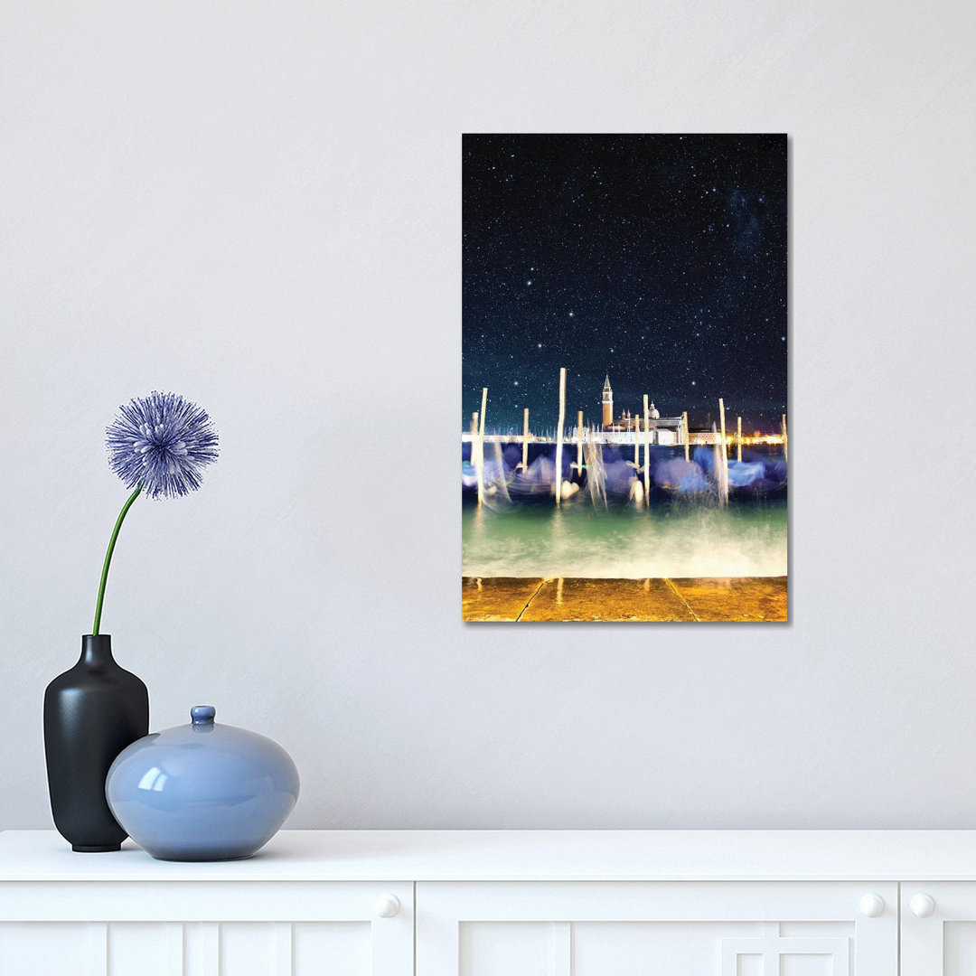 Gondolas Never Sleep in Venice by Florian Olbrechts - Wrapped Canvas Graphic Art