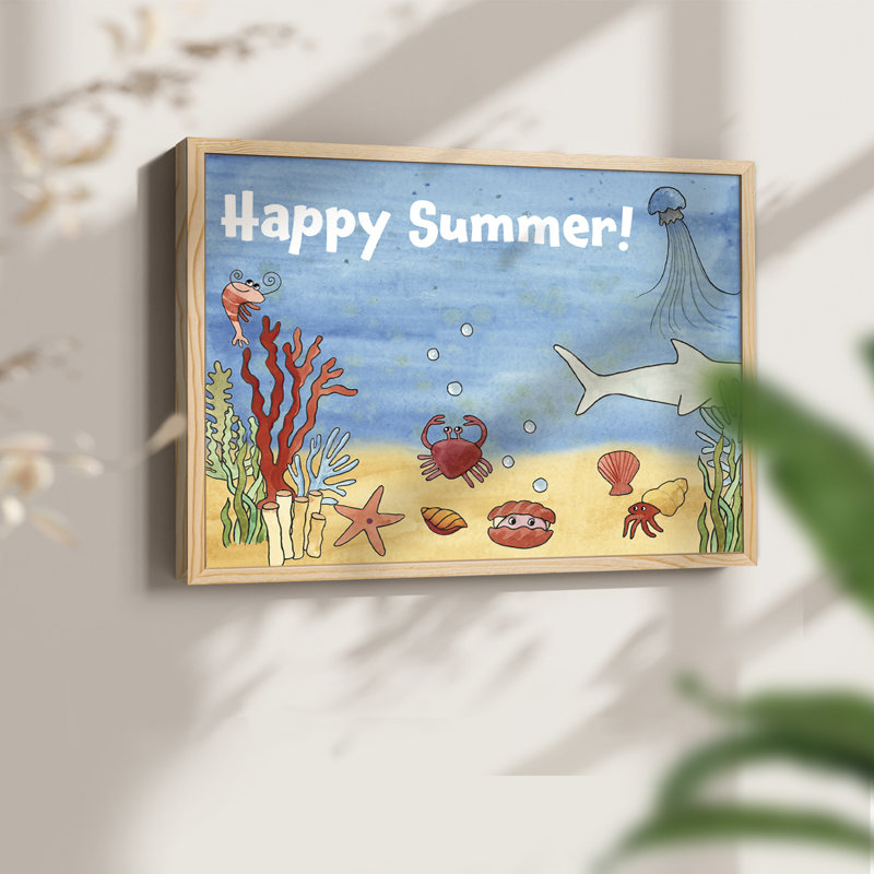 «Cute Sea Creatures I», reproduction encadrée, Naturel, H 22 po x l 28 po