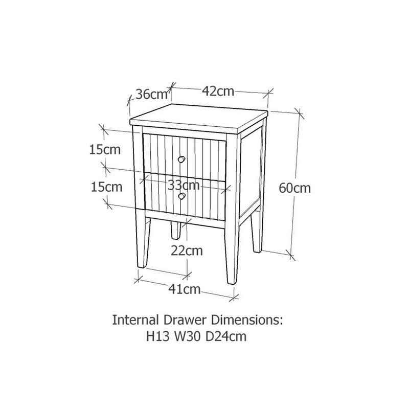 Amiere 42cm W Bedside Table, Grey