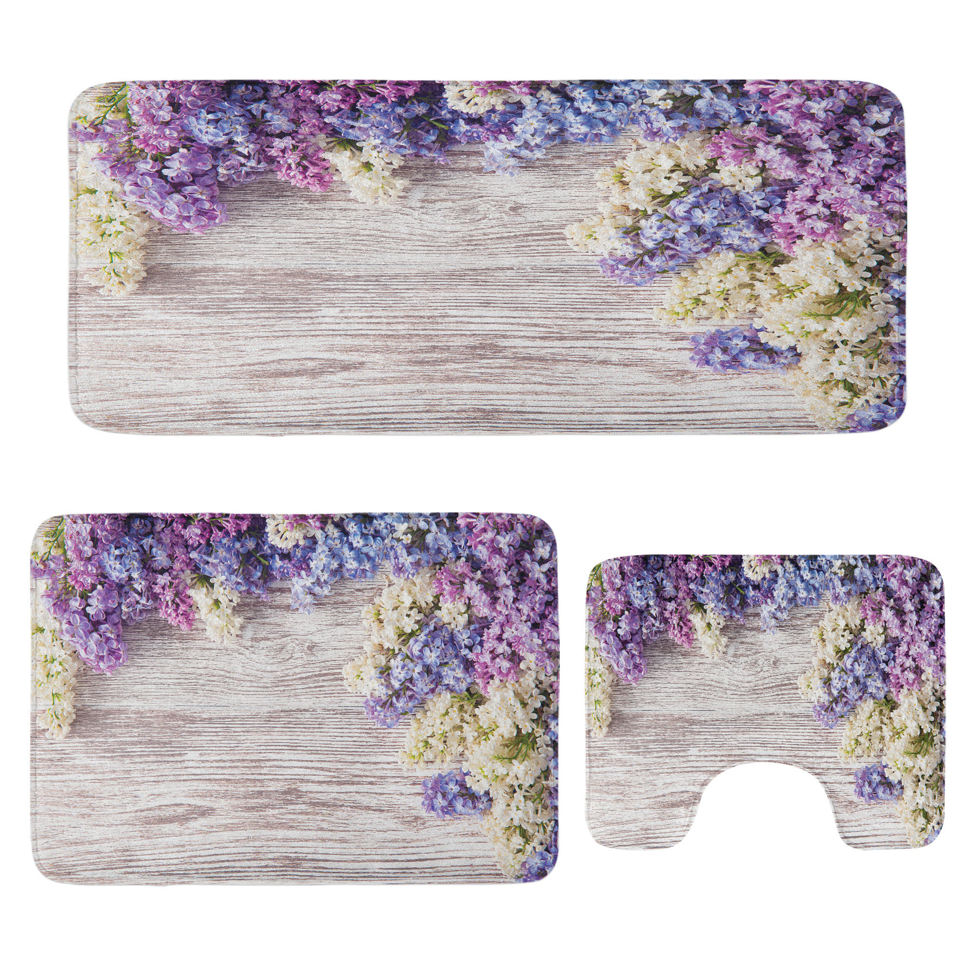 East Urban Home Rustic Bathroom Rug Set 3 Pieces U-Shape & Rectangle ...