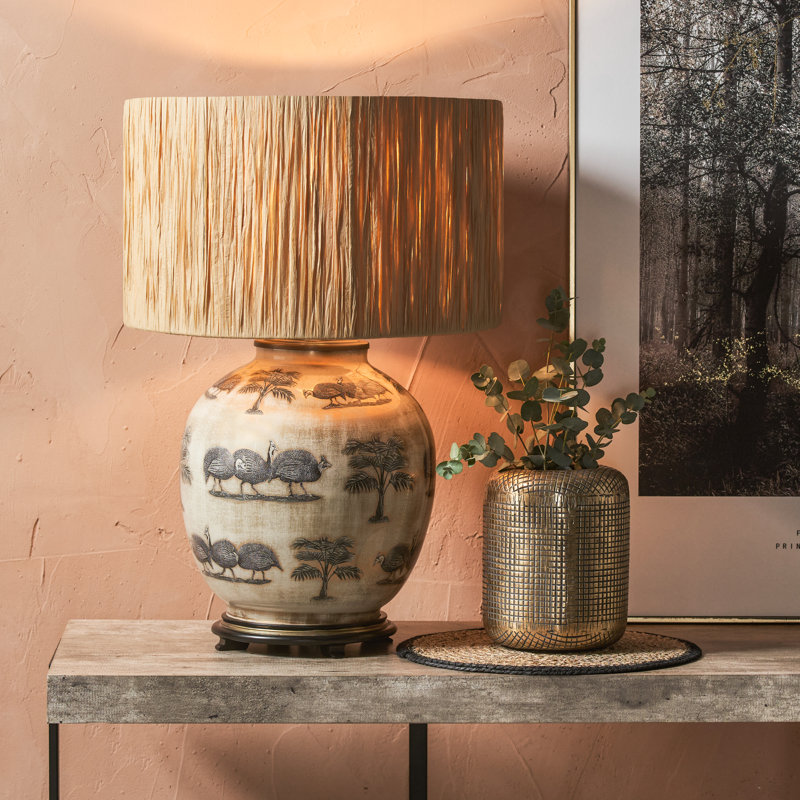 Natural Raffia Drum Lamp Shade (Uno), 23cm H x 40cm W x 40cm D