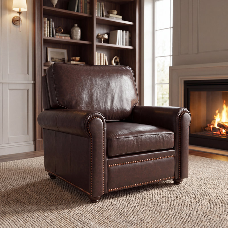 Canapé classique en cuir fleur Chesterfield, 1, Brown