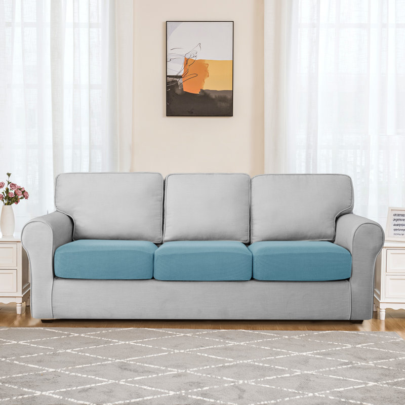 Housse pour canapé à coussins carrés Allington, Mélange de polyester bleu acier