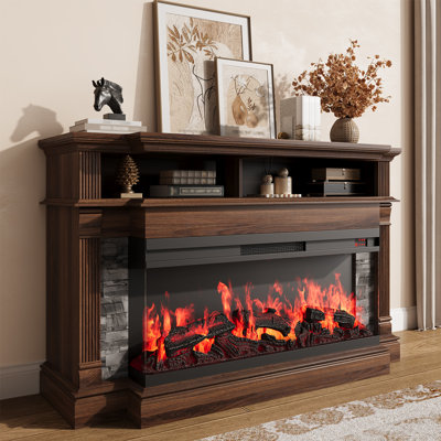 TV Stand For TVs Up To 65" With Electric Fireplace Included, Farmhouse TV Console & Entertainment Center
