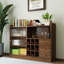 Grand buffet de grande capacité avec portes coulissantes en verre, pouvant servir de support de rangement, convenant à la cuisine, au garage et à la salle de réception, look minimaliste moderne, couleur noyer, panneau de particules et espace spacieux