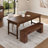 Solid Wood Dining Bench with Sturdy Legs, 47.24-Inch Farmhouse Entryway Bench Indoor for Hallway, Kitchen, Dining Room, Living Room, Brown