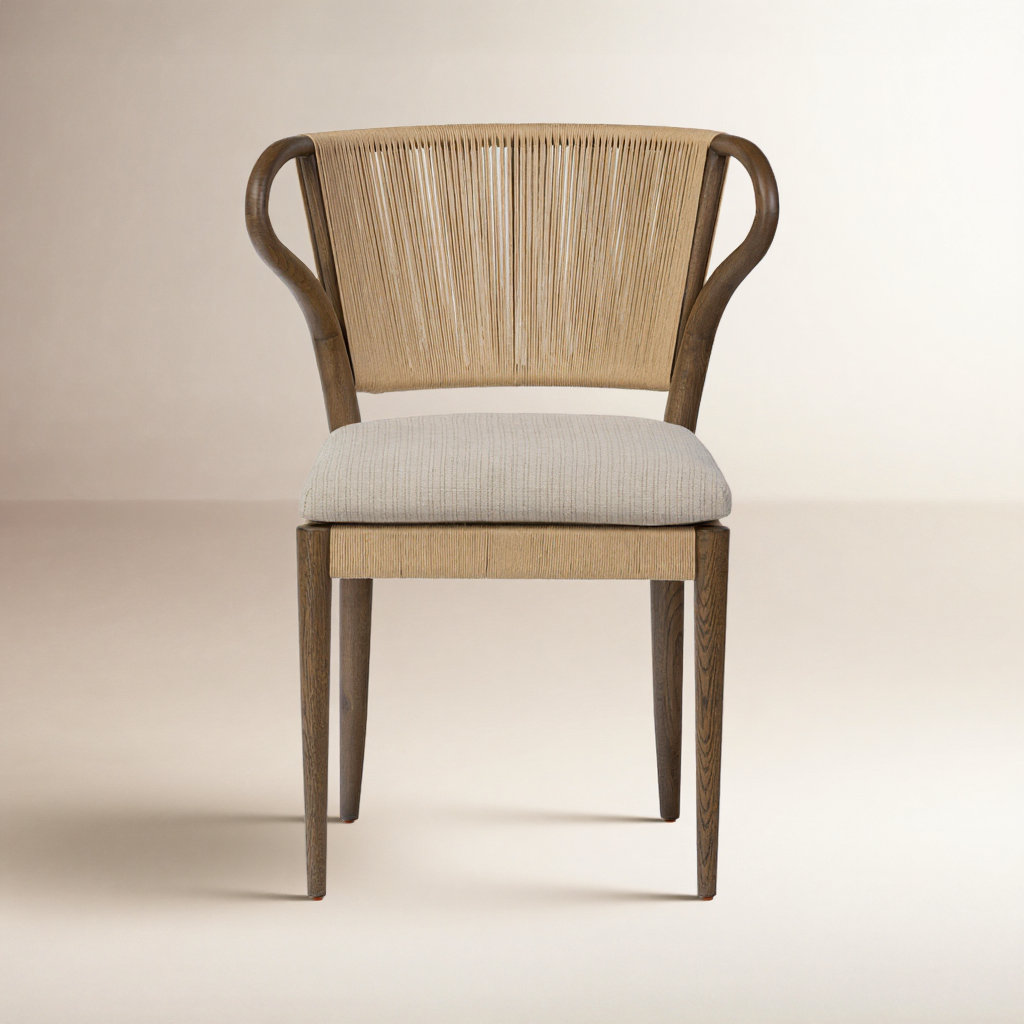 Amira Armless Dining Chair, Brown/Laine Natural