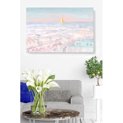 Pastel Paris IV, Tour Eiffel, doux, vert menthe, rose, jaune, gris, or