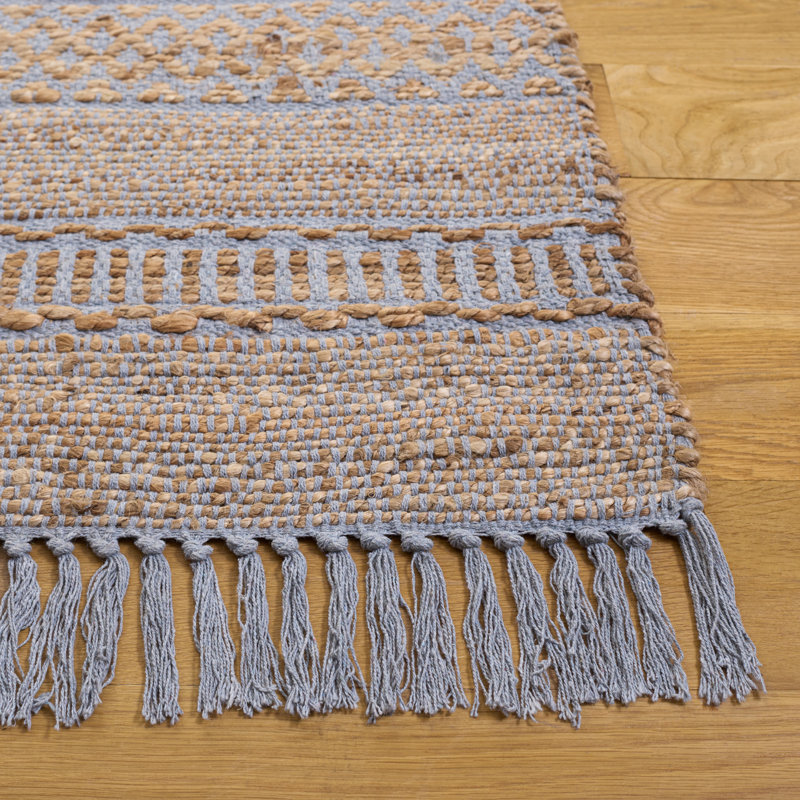 Fibre naturelle 123 tissé à la main 50% jute; Tapis 50% coton, Carré 7 pi