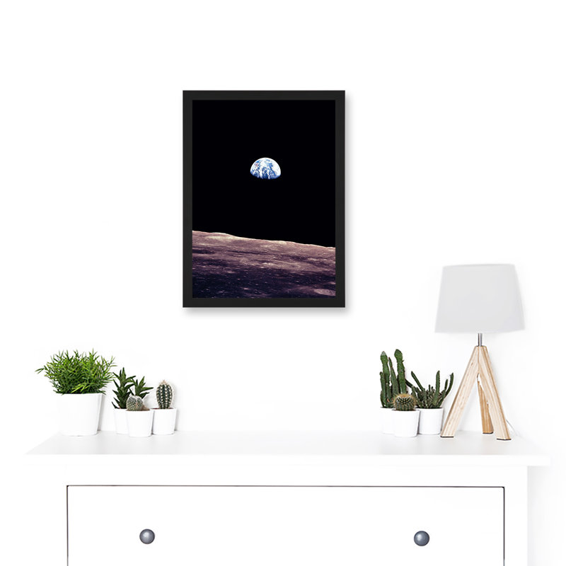 Space Photo Planet Earth From Moon Surface Landscape USA - Single Picture Frame Print