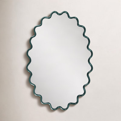 Modern Wavy Framed Oval Wall Mirror