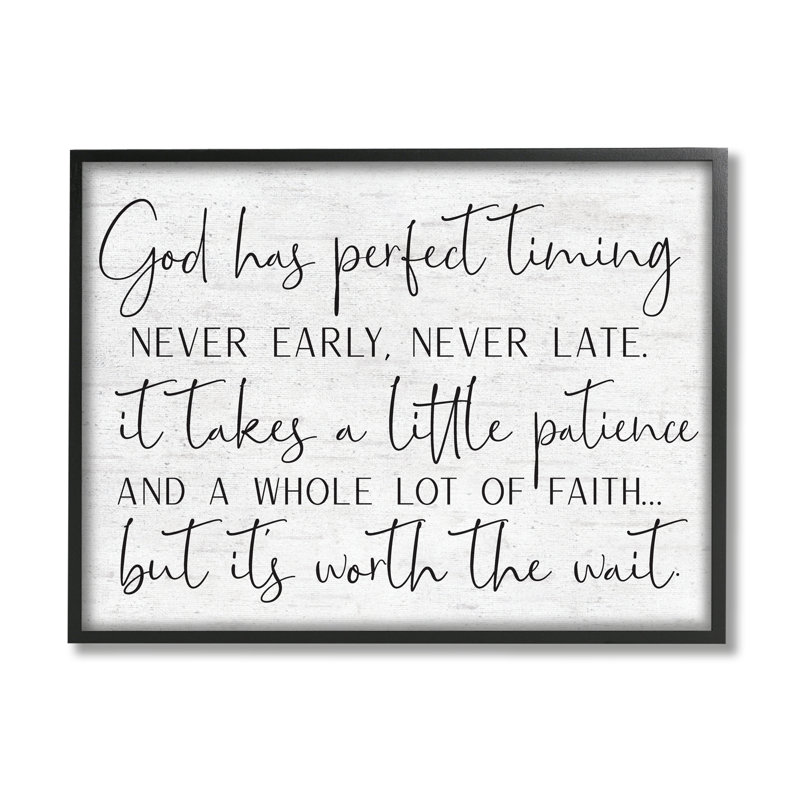 Inspirational Patience Quote Religious Canvas Print in Black Frame