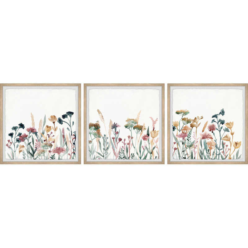 Fleurs colorées par Marmont Hill - ensemble de 3 cadres photo, H 18 po x l 18 po