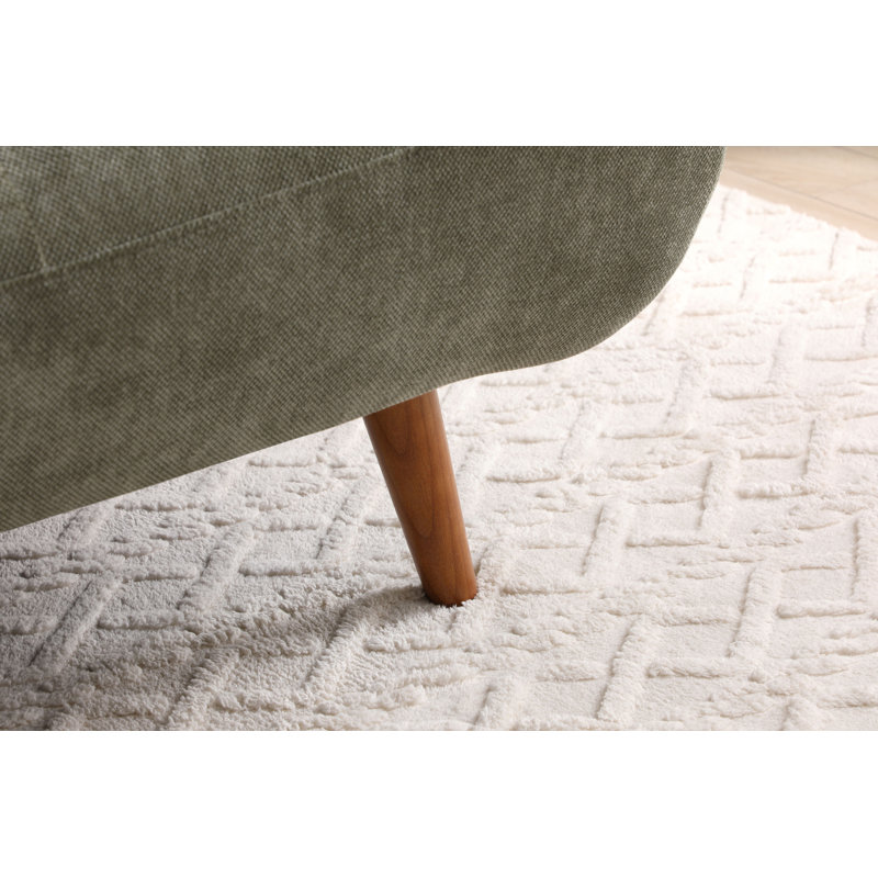 Akil  3 Seater Chenille Sofa Bed, Olive, Medium Brown Legs