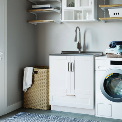 Armoire de salle à manger avec lavabo rétractable et lavabo en acier inoxydable 28 po Reed