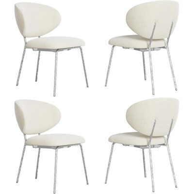 Luxury Velvet Dining Room Chairs With Hammered Metal Legs, Set Of 4