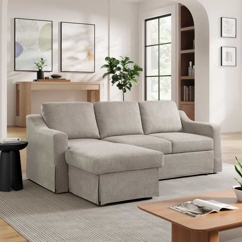 Serta Harvey 89.8" Convertible Sleeper Sectional, Flax