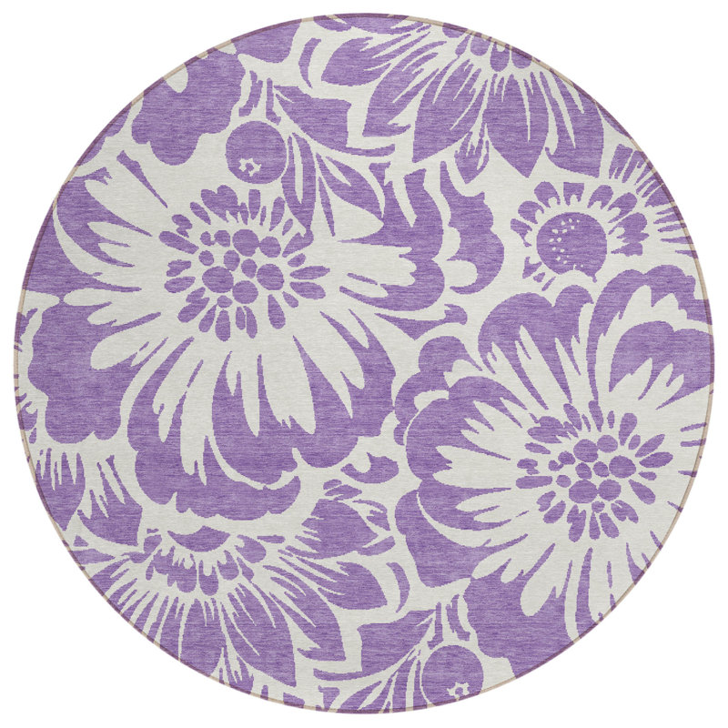 Tapis extérieur rond lavable et antidérapant 8 pi