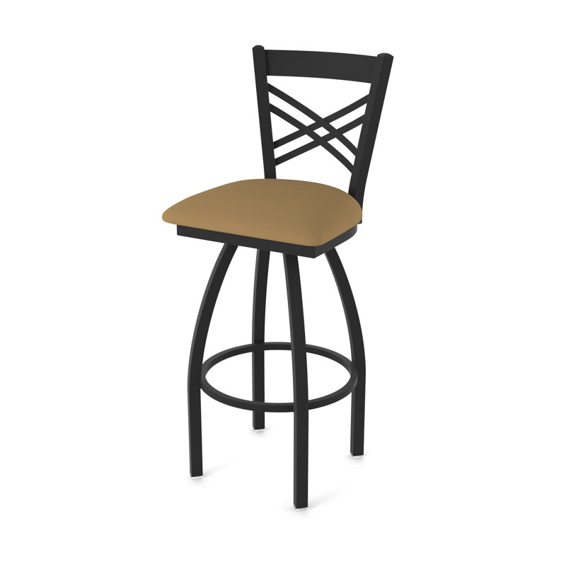 820 Catalina Swivel Stool, Black Wrinkle, Vinyl-Canter Saddle, Bar Stool (30" Seat Height)