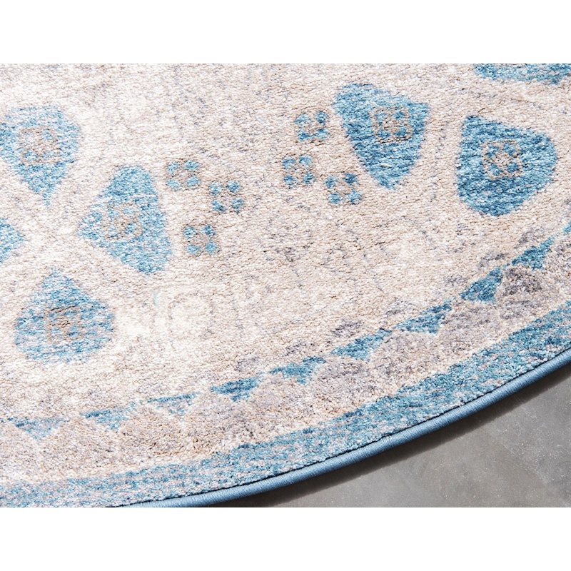 Tapis à motif oriental ciel Linz, Circulaire 7 pi 3 po