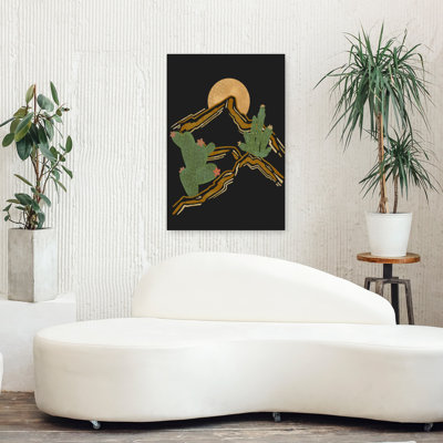 Art contemporain, paysage de montagne de cactus contemporain abstrait moderne