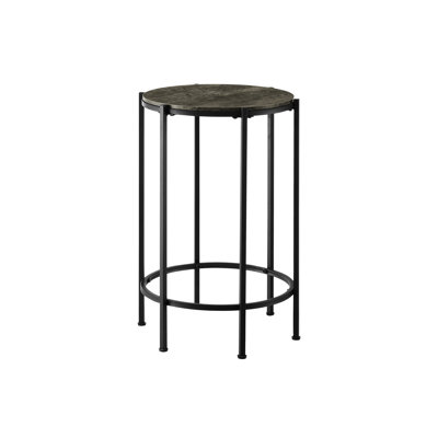 Chic Side Table With Dark Bronze Laminate And Sleek Black Metal For Bedroom Frame Living Room