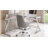Techni Mobili L-Shaped Tempered Glass Top Computer Desk With Pull Out Keyboard Panel