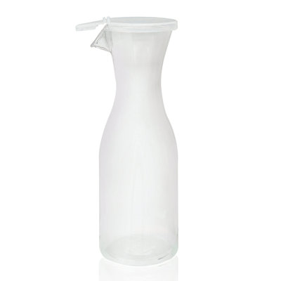 GET BW-1892-CL Plastic Juice / Beverage Decanter Jars with Lids, 64 oz, Clear (Set of 12)