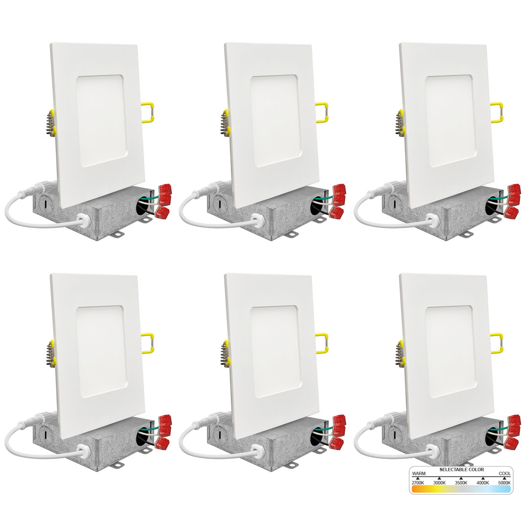 4'' Selectable Color Temperature Dimmable Air-Tight IC Rated LED Canless Recessed Lighting Kit (Set of 6) NUWATT