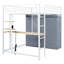 Lit mezzanine double avec bureau, tablettes, prise de courant, éclairage à DEL et tablettes pour garde-robe - Améliorez vos assemblages encastrés en métal, prises de courant, idées de rangement-493782748-493782738