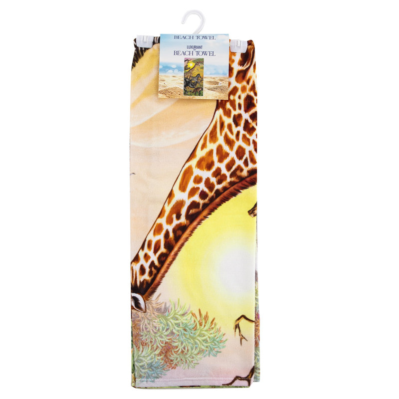Serviette de plage Giraffe Rhino Zebra and Safari Animals, 30 x 60 pouces