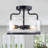 3-Light Industrial Metal And Clear Glass Drum Semi Flush Mount Ceiling Light