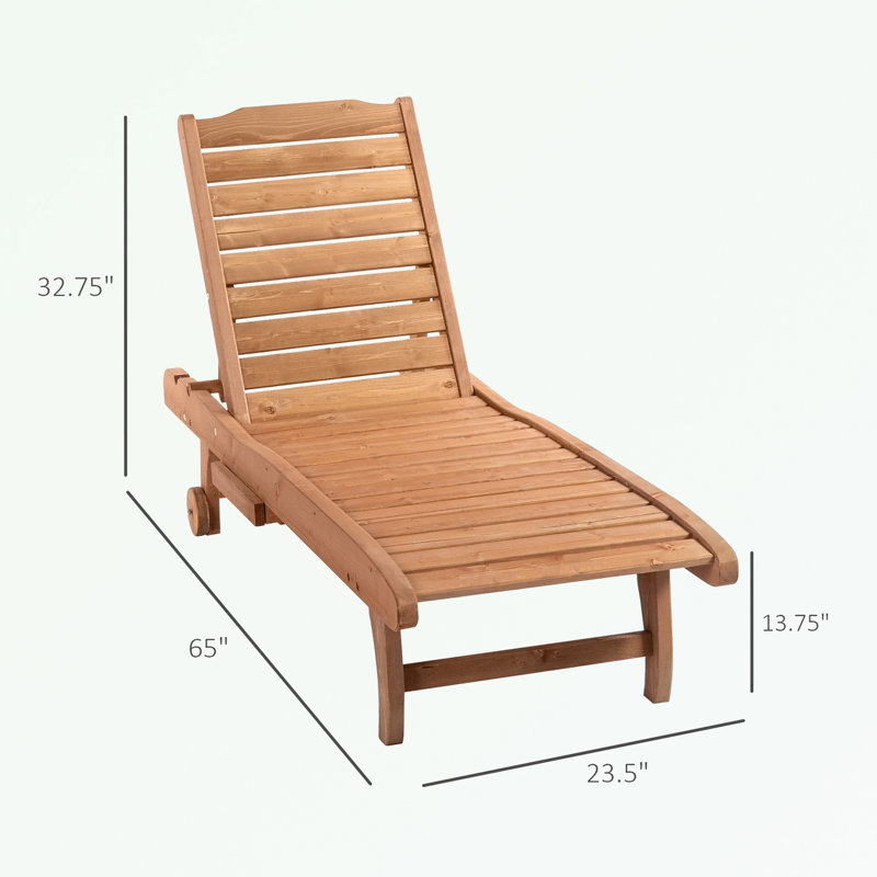wooden frame Chaise Lounge Chair with Wheels