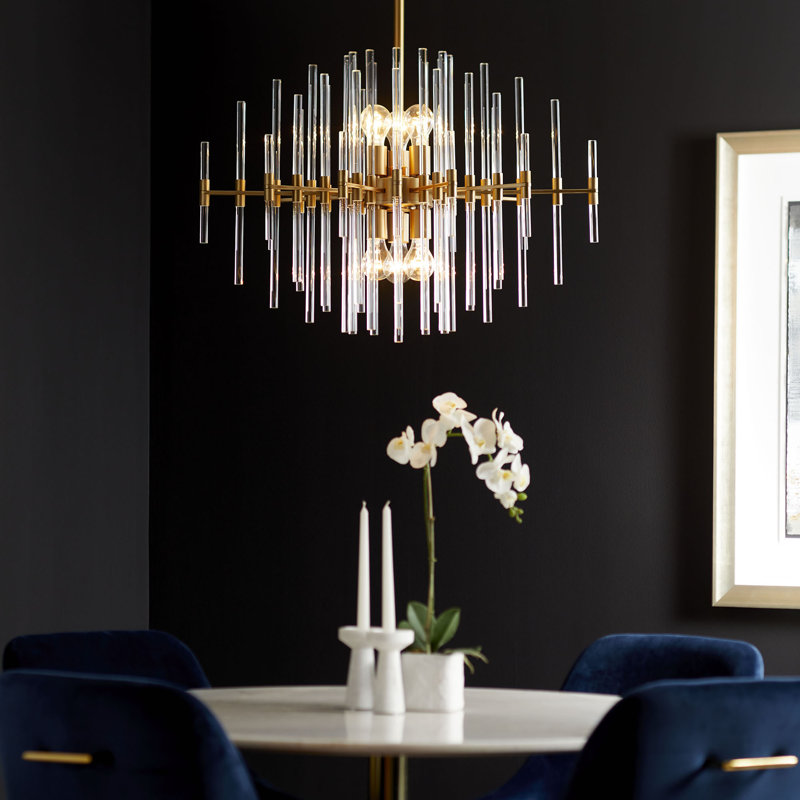 Quebec 6 - Light Chandelier, Aged Brass