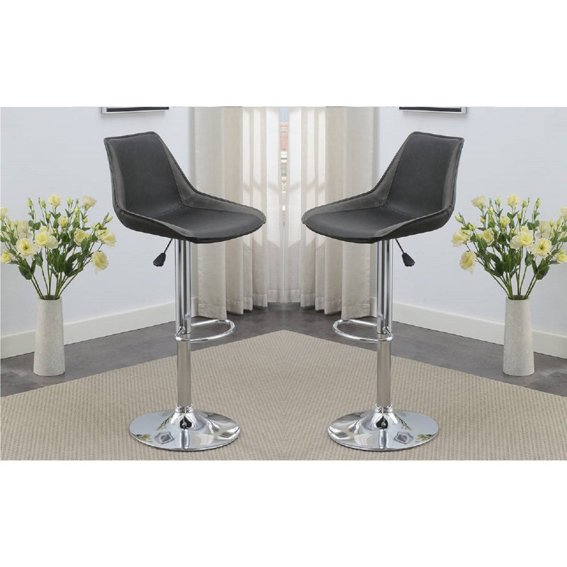 Tabouret de bar moderne de style tabouret réglable avec revêtement en similicuir et base chromée, parfait pour recevoir vos invités avec style.
