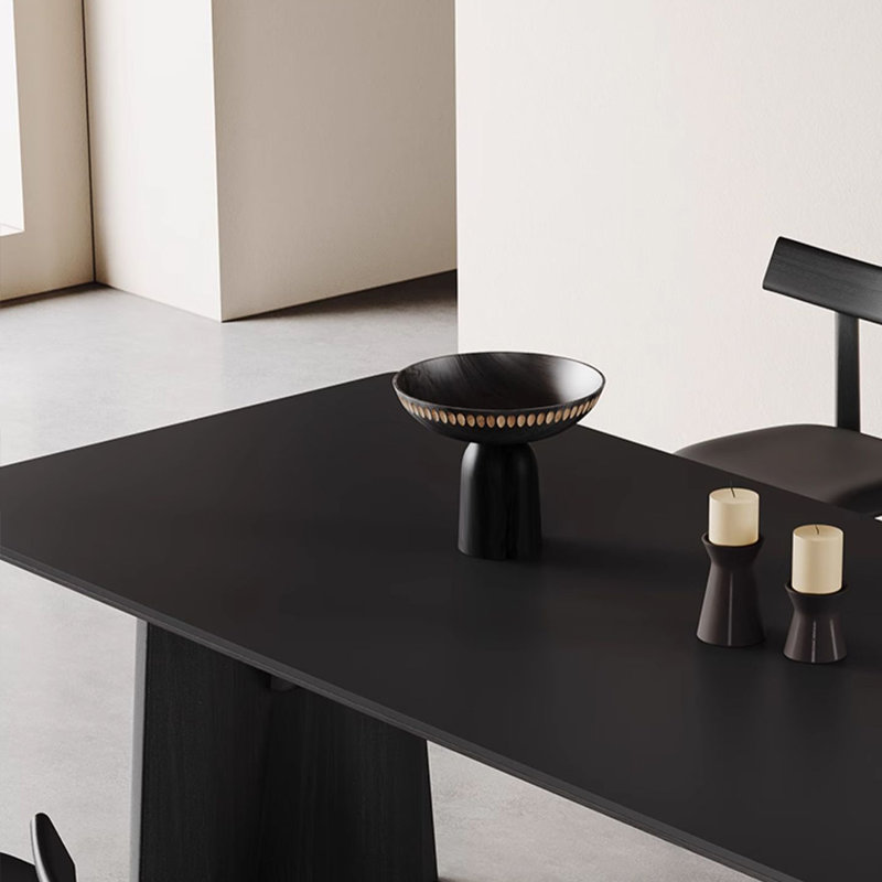 Ensemble de table de salle à manger moderne en bois massif noir Rock., H 29,53 po x L 62,99 po x l 31,5 po